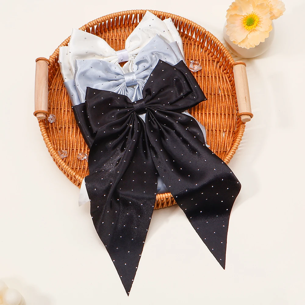 1/3/5Pcs Women Large Bow Hair Clip Girls Chiffon Pearl Hairpins Satin Barrette Women Solid Color Ponytail Clip Hair Accessories hair accessories