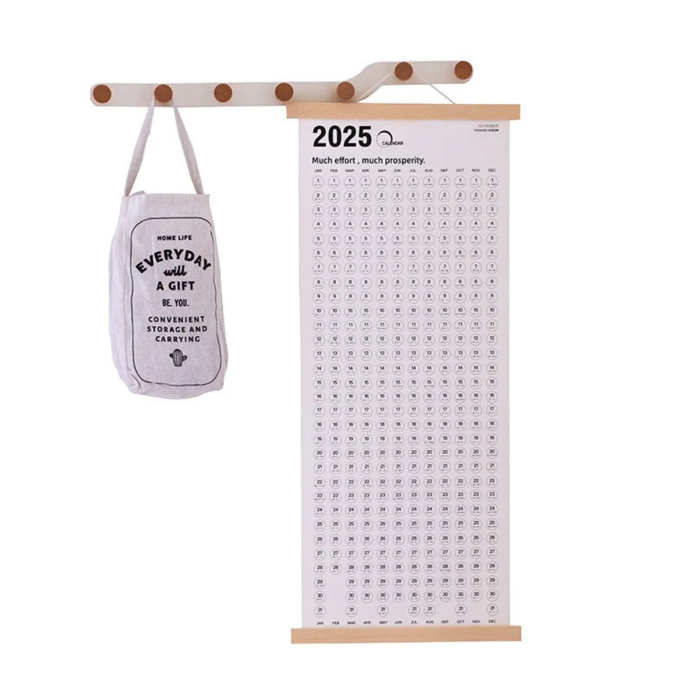 나무 프레임 벽걸이 달력 편리한 직사각형 2025 벽걸이 달력 종이 걸이형 자기 훈련 일정 플래너