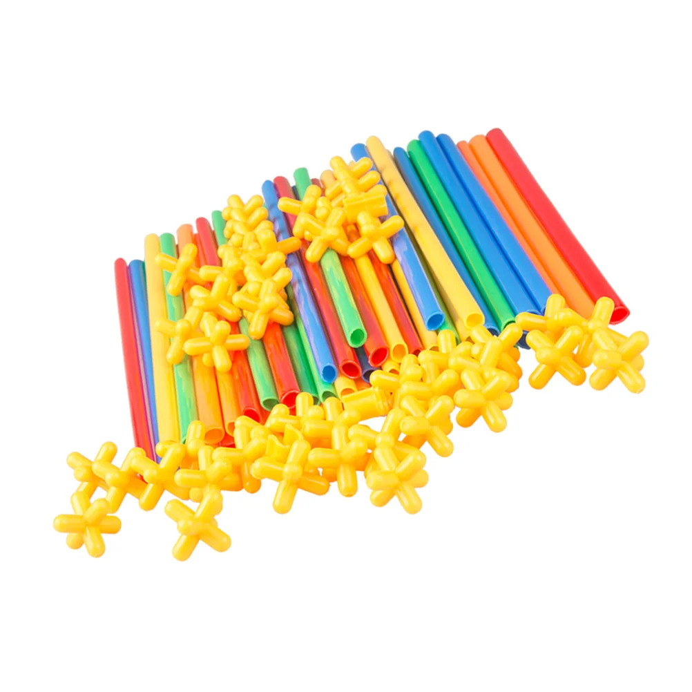 

200 Pcs Straw Blocks Kids Building Toys Straws Connection Silica Gel Builders Connector Child