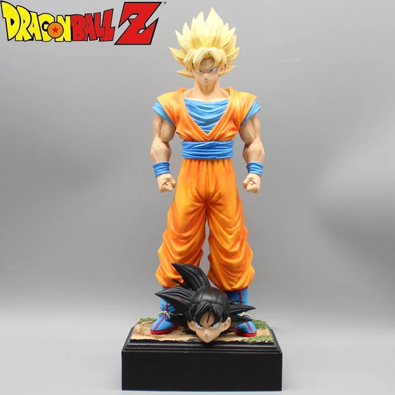 

34cm Dragon Ball Z Figures Son Goku Anime Figure 2 Heads Kakarotto Super Saiyan Goku Pvc Statue Model Doll Collection Toys Gifts