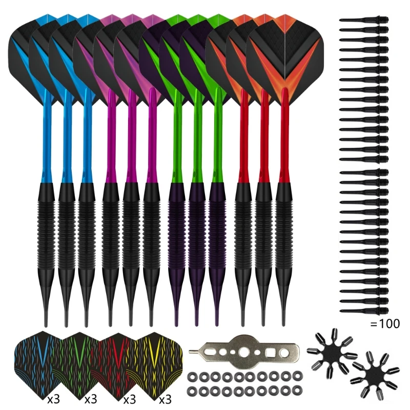 

12Pcs/ Set Nylon Tip Darts Set 19 Grams Set Flights Accessories