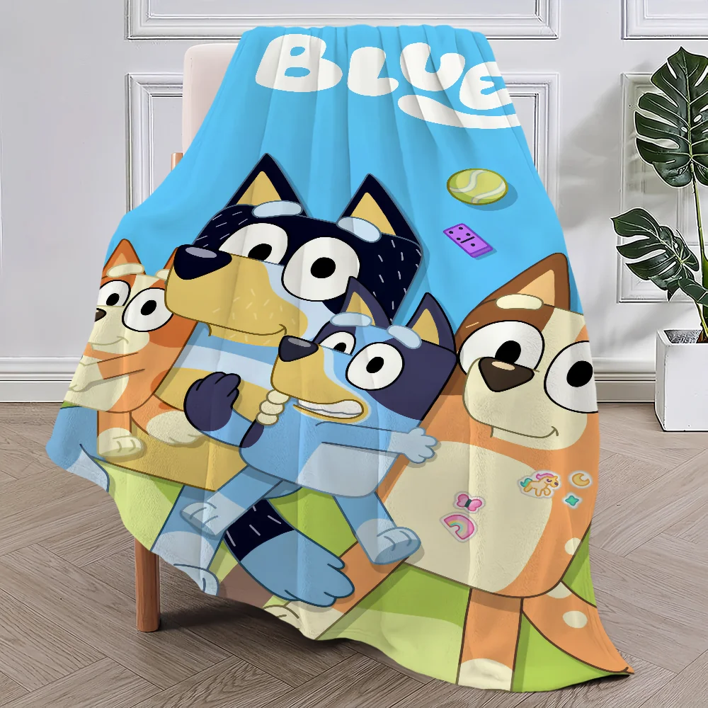 Cartoon Cute B-Bluey-S Dog Blanket Soft Plush Nap Sofa rug for Living Room Warm Office Bedroom Birthday Home Travel Kid Gifts 3