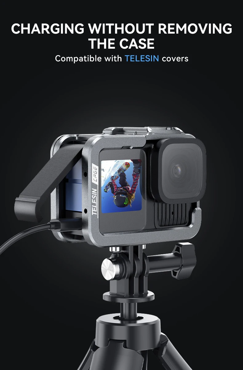 TELESIN Aluminium Alloy Frame Case For Hero 9 10 11 12 13 Vertical shot Low Wei