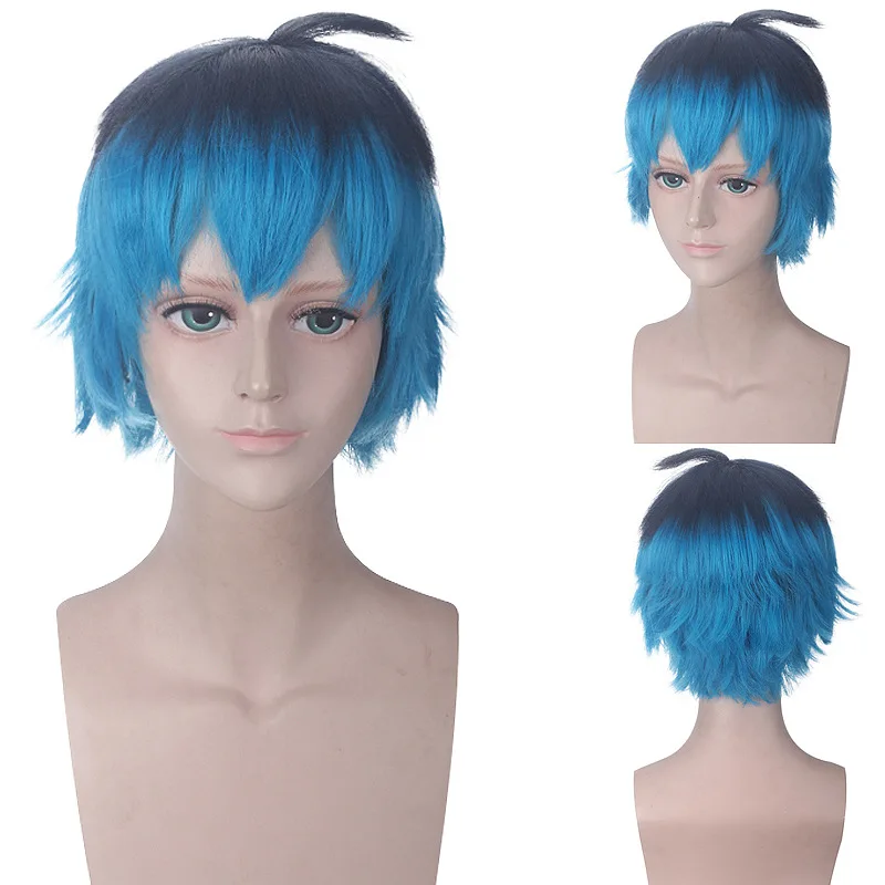 Parrucca capelli sintetici Marinette parrucca Cosplay blu scuro doppia coda di cavallo dritto parrucche da donna resistenti al calore di Halloween - immagine 5