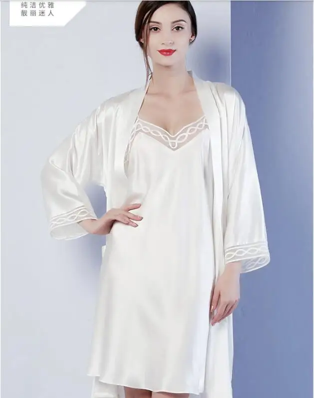

Silk Nightgown Sexy Intimate Lingerie Home Sleepwear Women Suit Dress and Robe