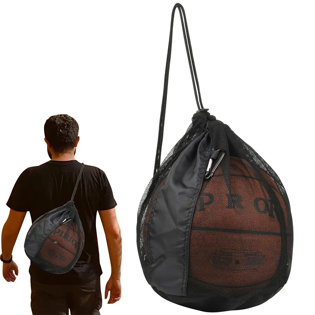 Mesh Carry Bag Sport Game Ball Storage Bag Drawstring Sling Back Basketball for Carrying Volleyball Soccer Football