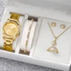 6PCS/Set Fashion Women Watch Roma Dial Ladies Steel Band Quartz Watches Jewelry Set（Without Box） 1
