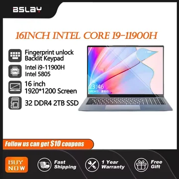 Laptop da gioco da 16 pollici Intel 5805 I9-11900H DDR4 Window11 32 RAM 2TB SSD HDMI HD Fotocamera 8 Core 16 Fili Computer portatile PC