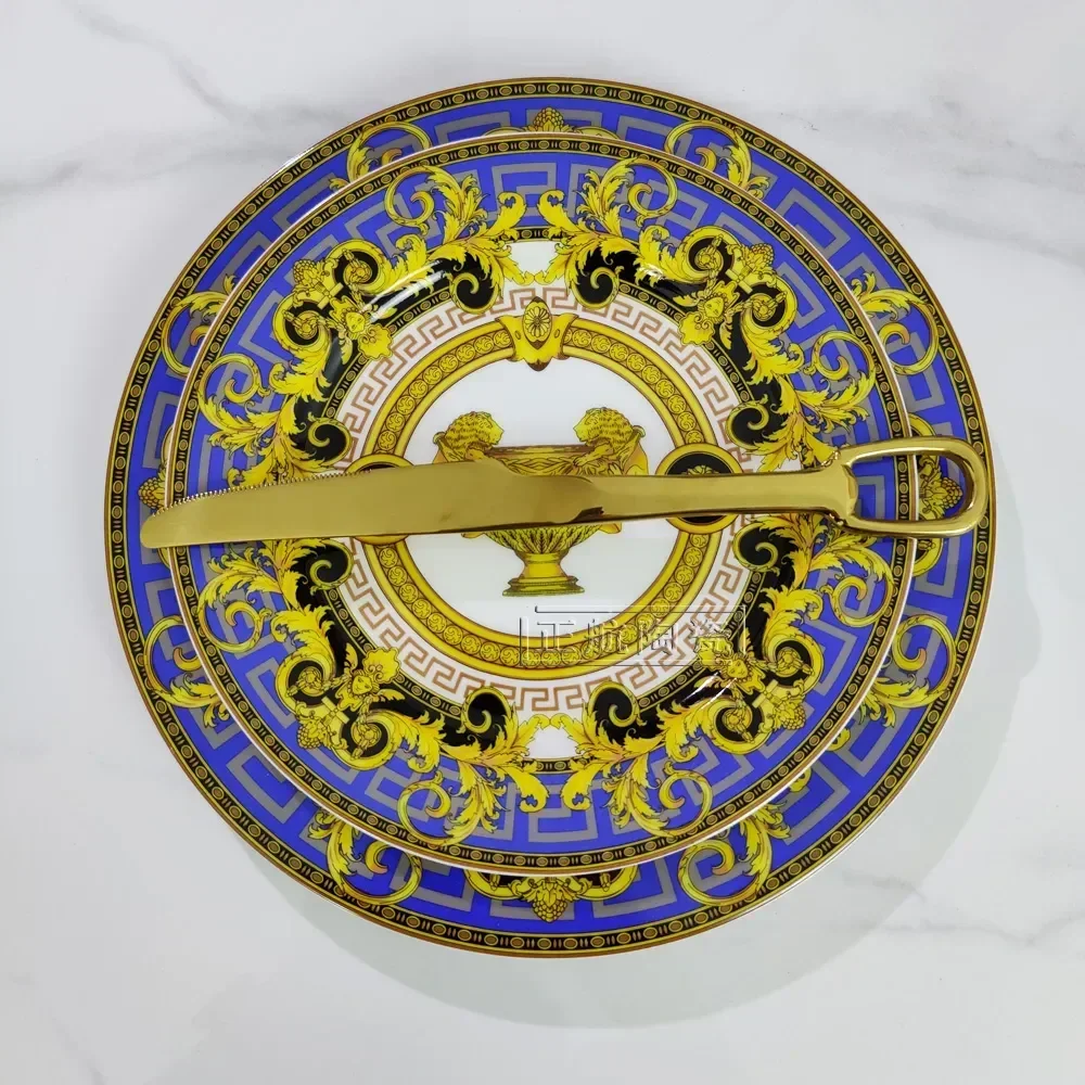 Vintage Ceramic Dinner Plate 8 Inch 10 Inch Creative Bone China Western Steak Dessert Salah Plate Kitchen Party Gift Box Set