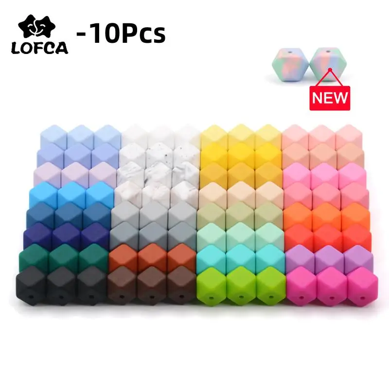 10pcs 14mm/17mm Hexagon Silicone Beads Jewelry Making Bulk DIY Necklace Pacifier Chain Popular jewelry accessories