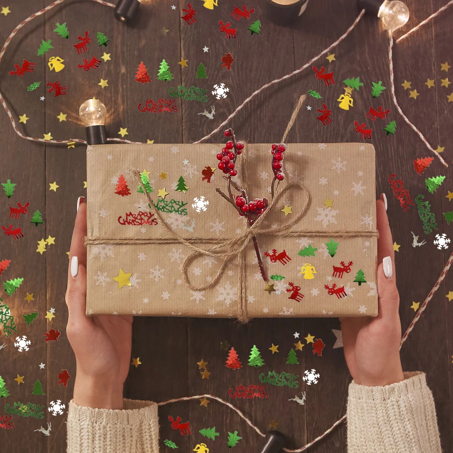 15g/bag Christmas Table Confetti Xmas Tree Snowflake Sequin Confetti 2024 Christmas Party Decoration for Home 2025 New Year Gift