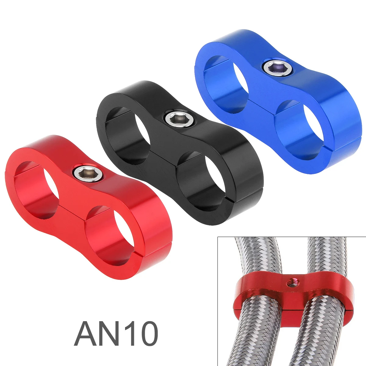 10AN Hose Separator Clamp  Fuel line Mounting Clamp Fitting Adapter for 5/8 Fuel Hose Oil Line Brake Line Water Pipe Gas Line