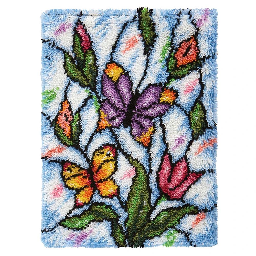 

latch hook rug kits large Flowers and butterfly crafts kits for adults diy craft supplies Hooks hobby diy bag plastic canvas
