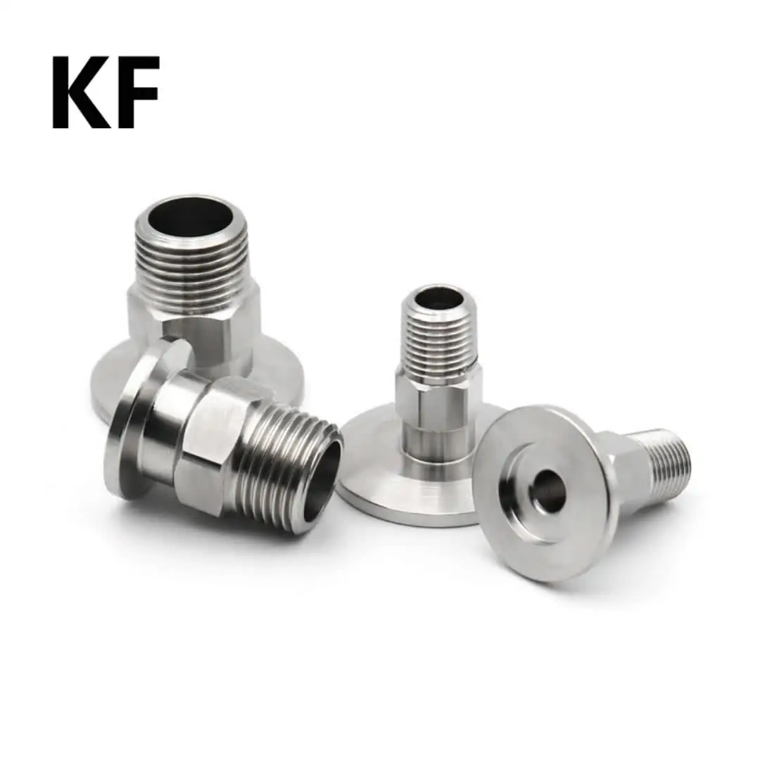 1PC G1" BSPP Male Thread to KF25 Vacuum 304 Stainless Steel Va 1" BSP  External Thread 1PC G1/2" BSPP Male Thread to KF16 Vacuum 304 Stainless Steel