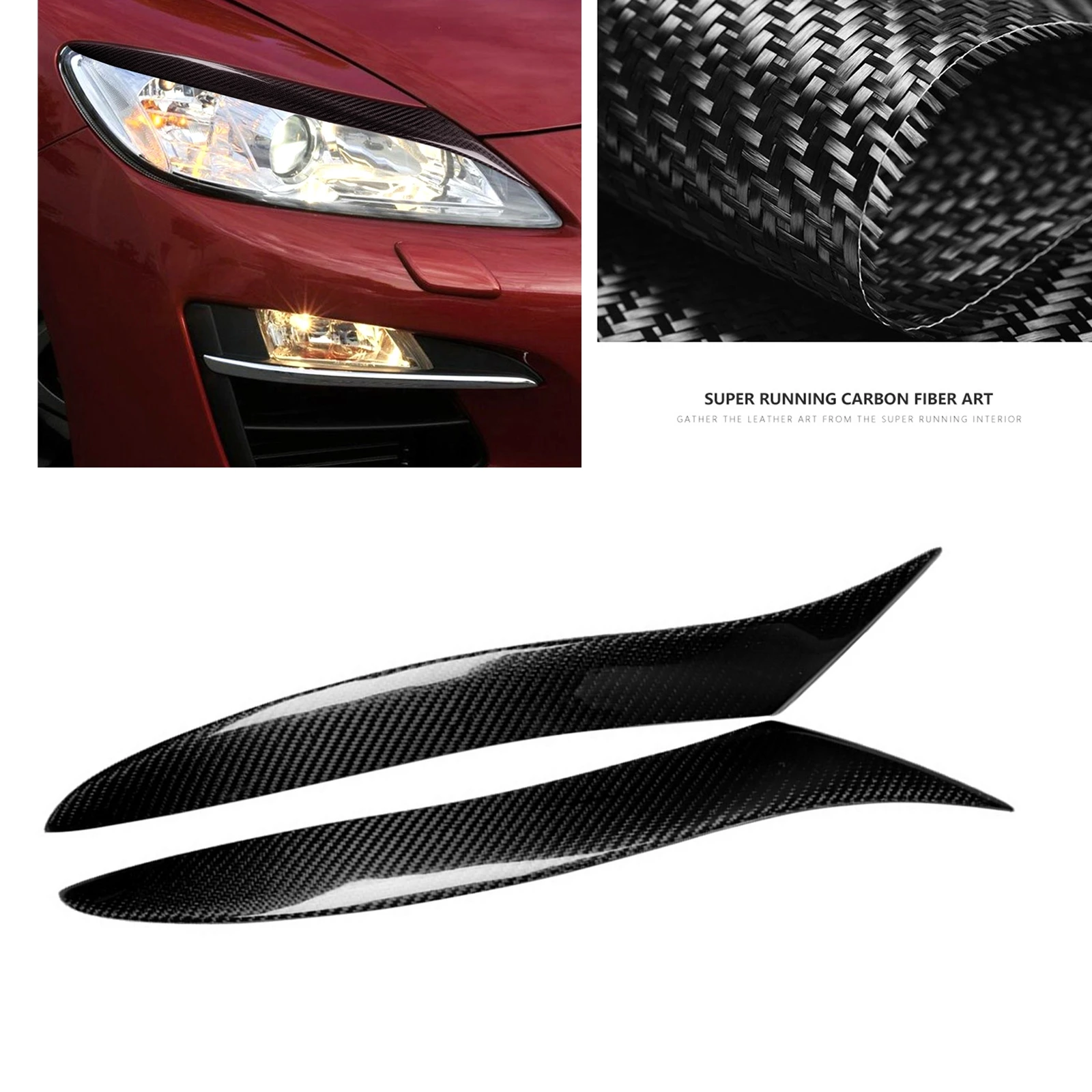 

Headlight Eyebrow Headlamp Eyelid Trim For Mazda RX-8 RX8 2009-2012 Real Carbon Fiber Front Head Light Lamp Cover Brow Sticker