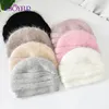 ENJOYFUR Women Winter Hats Warm Fluffy Angora Rabbit Fur Knit Hat Female Fashion Thick Double Layer Casual Bonnet Skull Cap 6