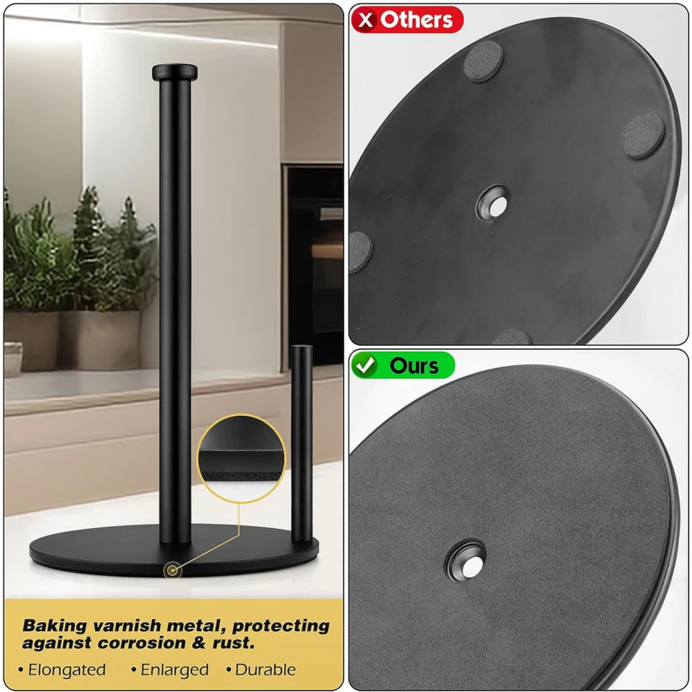 Paper Towel Holder, Countertop Paper Towel Holder, Steady Paper Roll Holder, Weighted Paper Towel Stand for Kitchen Bathroom 5
