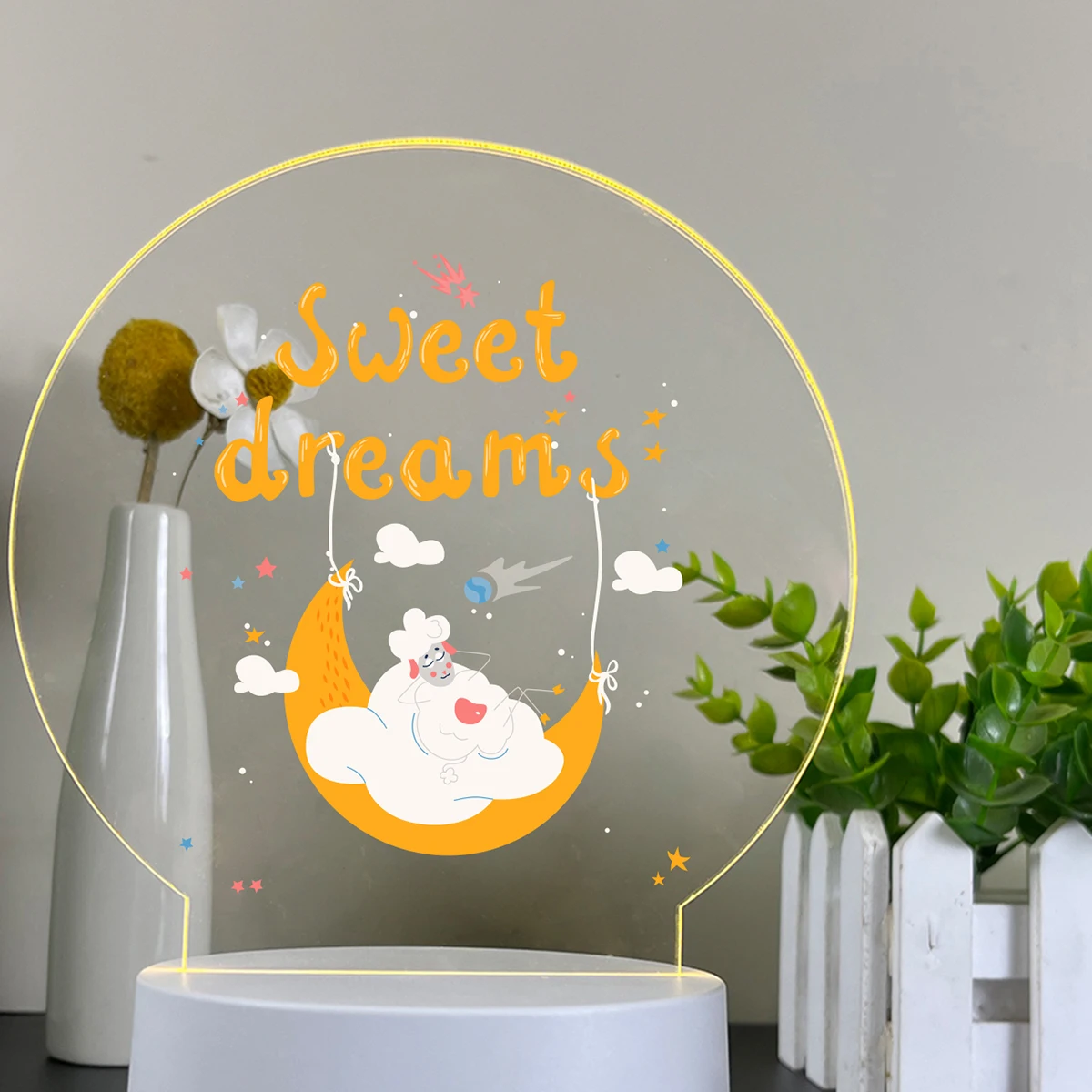 양 만화 LED 야간 조명 색상 변경, USB 분위기 데스크 램프, 3D 