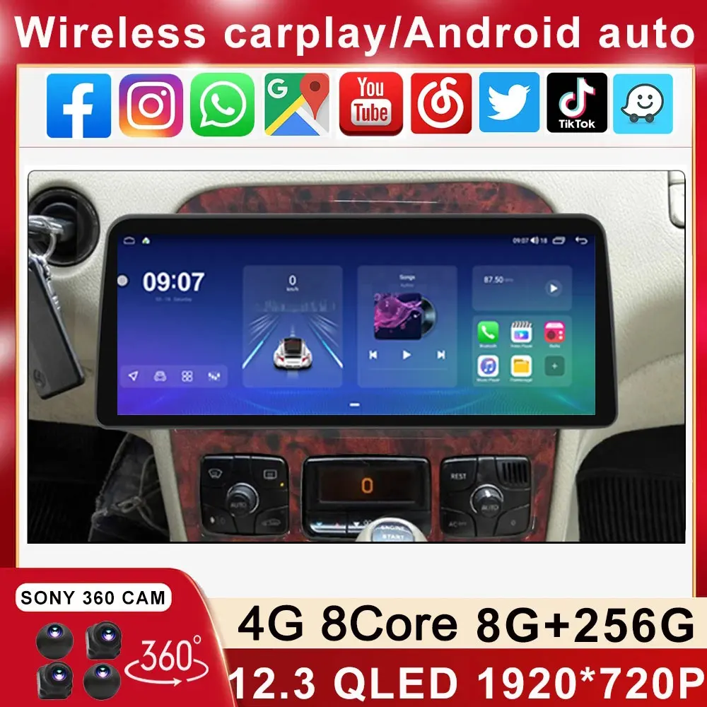 

Автомобильный стереопроигрыватель на Android, 12,3 дюйма, для Mercedes Benz S-Class S Class W220 VV22 1998-2005, мультимедийный видеоплеер SWC, головное устройство Carplay