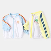 Infant Babys Girl Sunproof Coat Muslin Thin Cool Bear Printed Toddler Girls Jacket Loose Spliced Raglan Sleeve Little Girl Coats 2