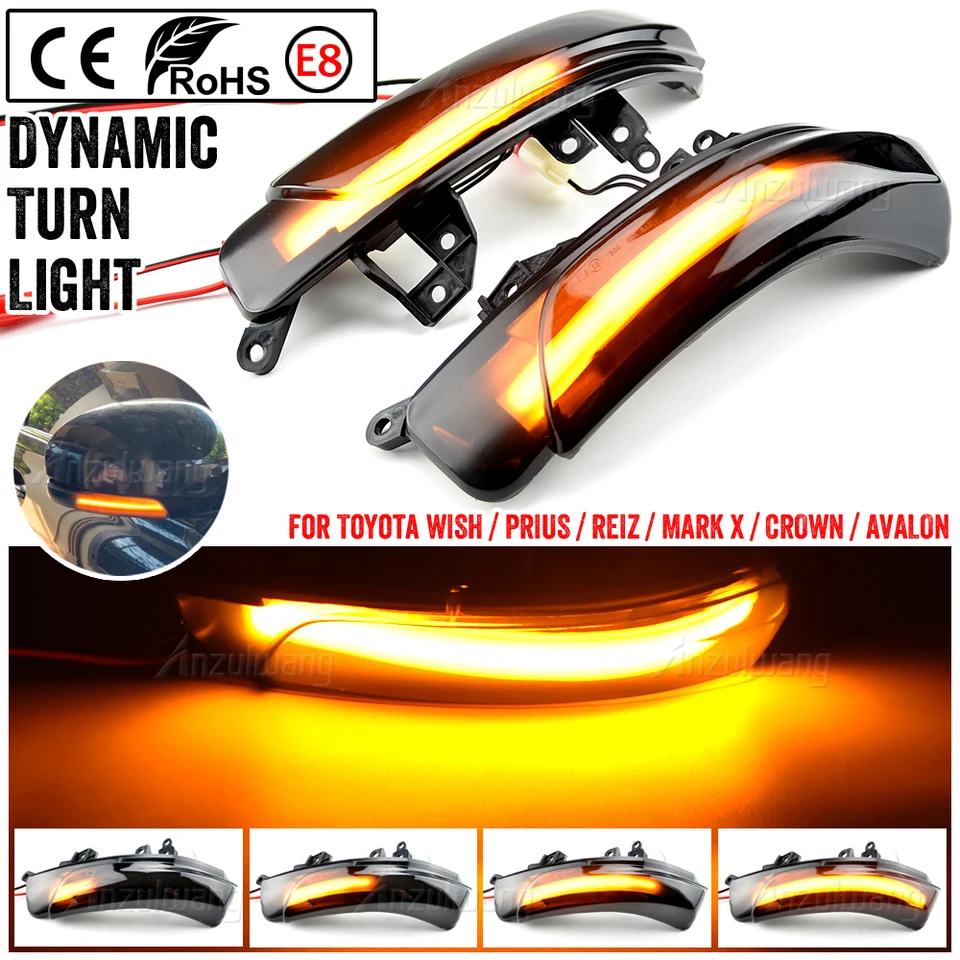 RAGBUSCLE Sequential LED Turn Signal Lights For Toyota - Smoke Lens, Fits WISH, PRIUS, More