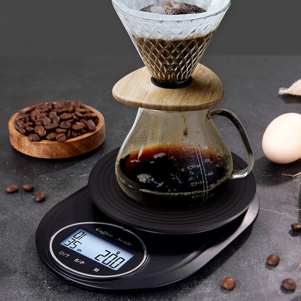 타이머 커피 체중계, LCD 디지털 다기능 식품 체중계 전자 디지털 저울, 무게추 도구, 2kg, 3kg, 0.1g