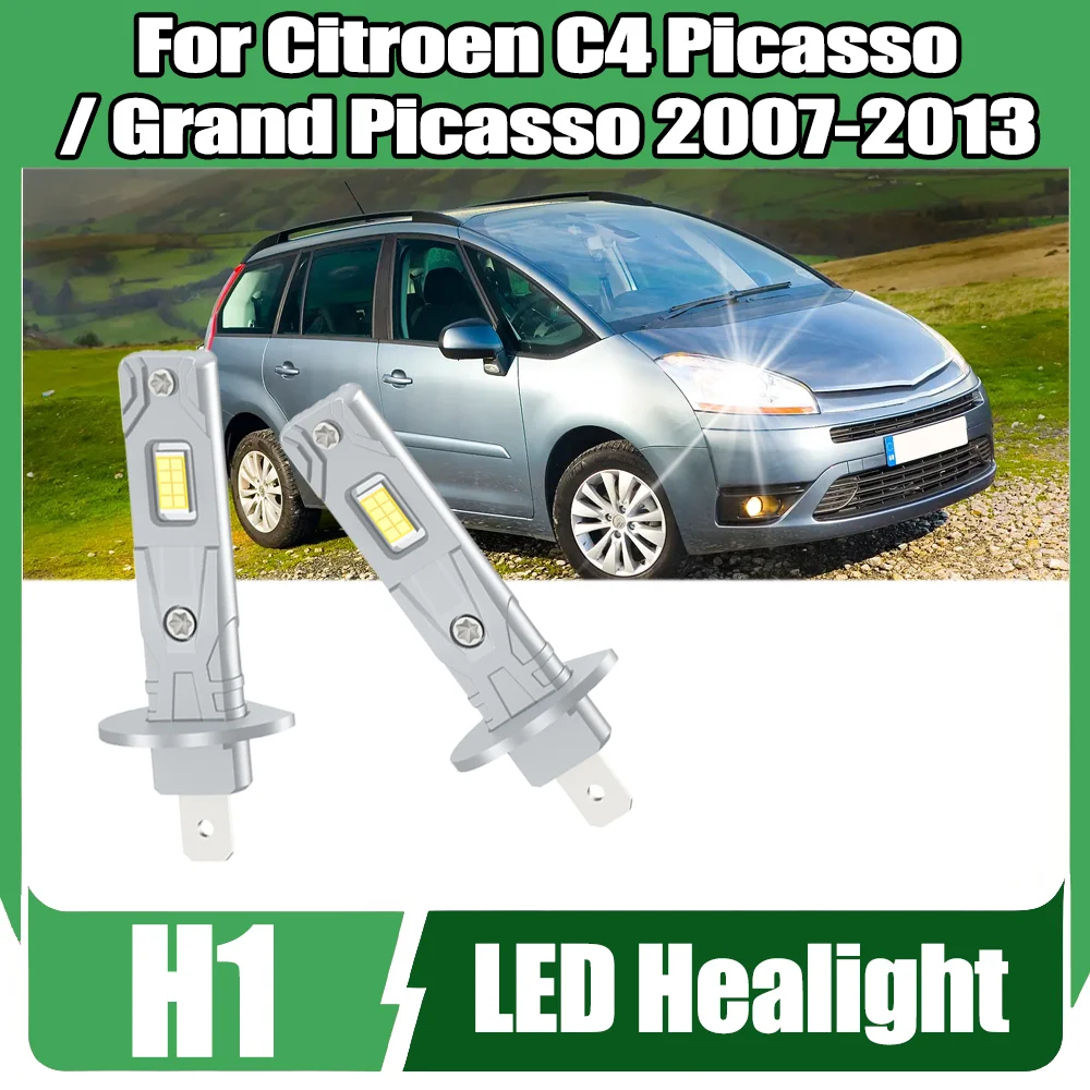 2PCS 22000LM H1 하이빔 LED 헤드라이트 캔버스 오류 없음 6000K 슈퍼 브라이트 12V 시트로엥 C4 피카소 / 그랜드 피카소 2007-2013용