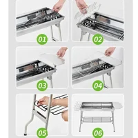 Stainless Steel Charcoal Grill Barbecue Tool Portable Free Installation Handle Folding  BBQ Cooking Grid  For  Park 3