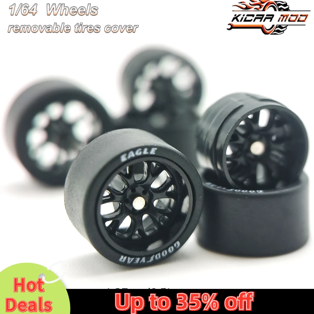 1/64 Wheels with Rubber Tires BBS LM-R Large Size Refitting Parts for Diecast Model Car Hot Wheels Matchbox Tomica D:13mm 1 Set 3