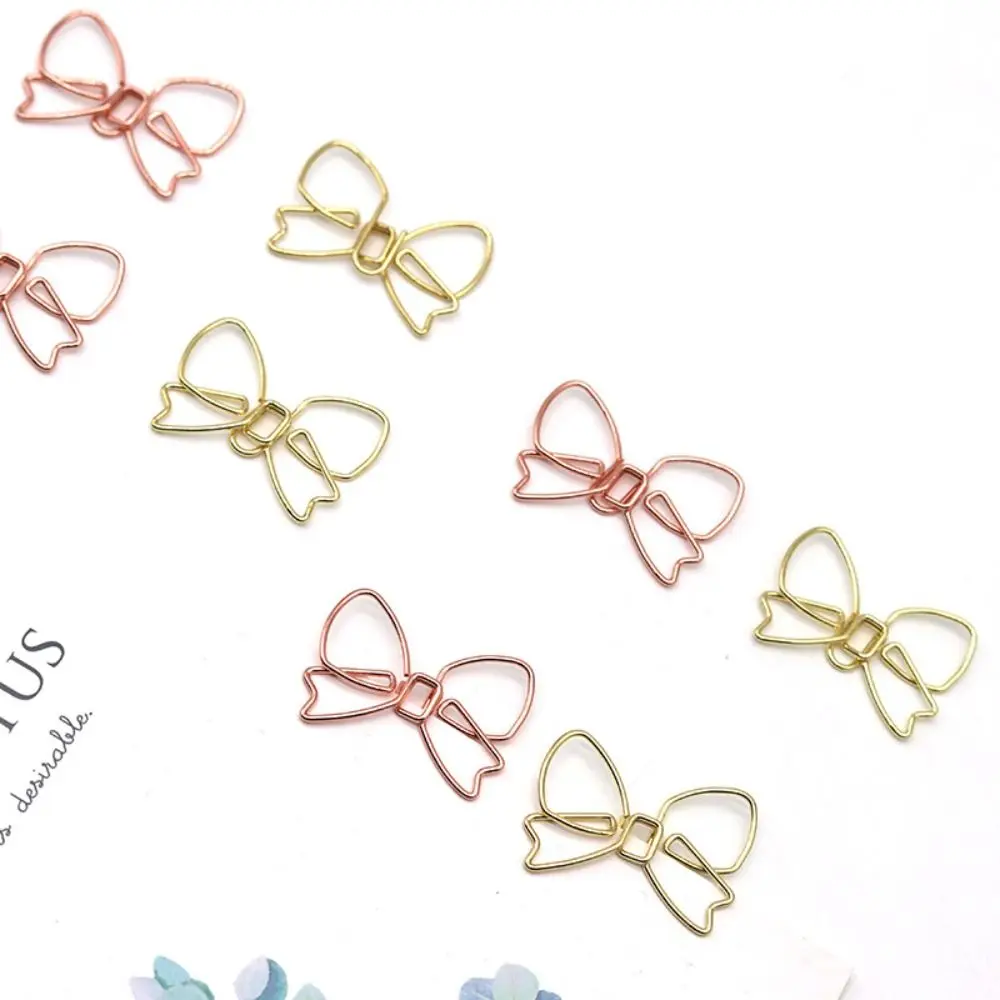 10PCS 종이 장식 금속 Bowknot 종이 클립 특수 모양의 크리 에이 티브 북마크 클립 골드 종이 클램프 사무실/학교