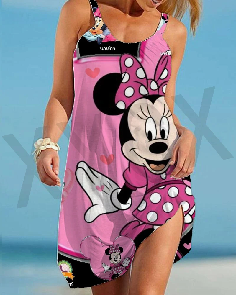 

Disney Mickey/Minnie Sexy Women Dress Summer Fashion Beach Dress Party Party Loose Romantic Backless Camisole Casual Dress