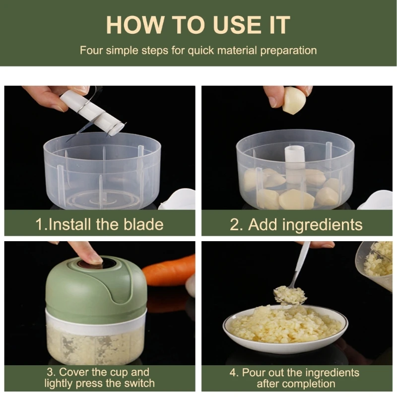 Chopper 100ML Electric Processor for Garlic Gingers Baby Onion Rechargeable Processor 3
