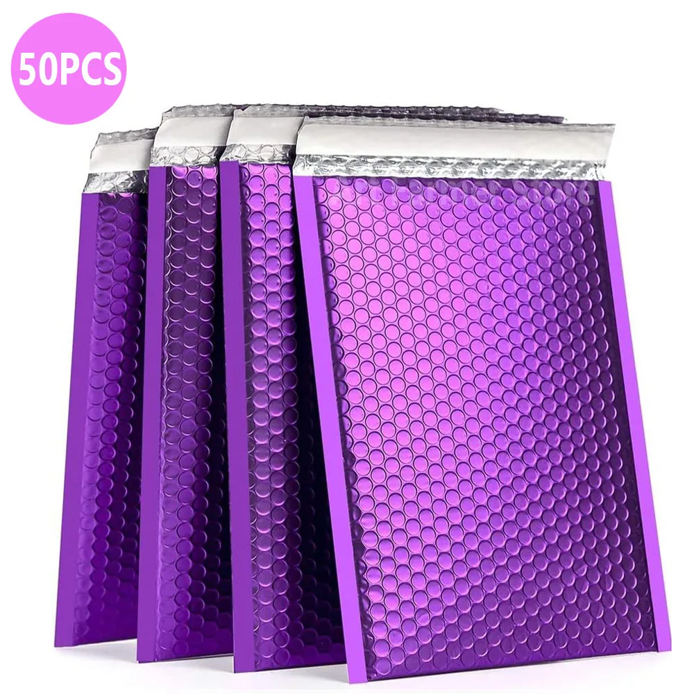 50pcs Purple Bubble Mailer Poly Padded Mailing Packaging Padding Self Seal Bag Pink Shipping for Gift Envelopes Purple Envelopes