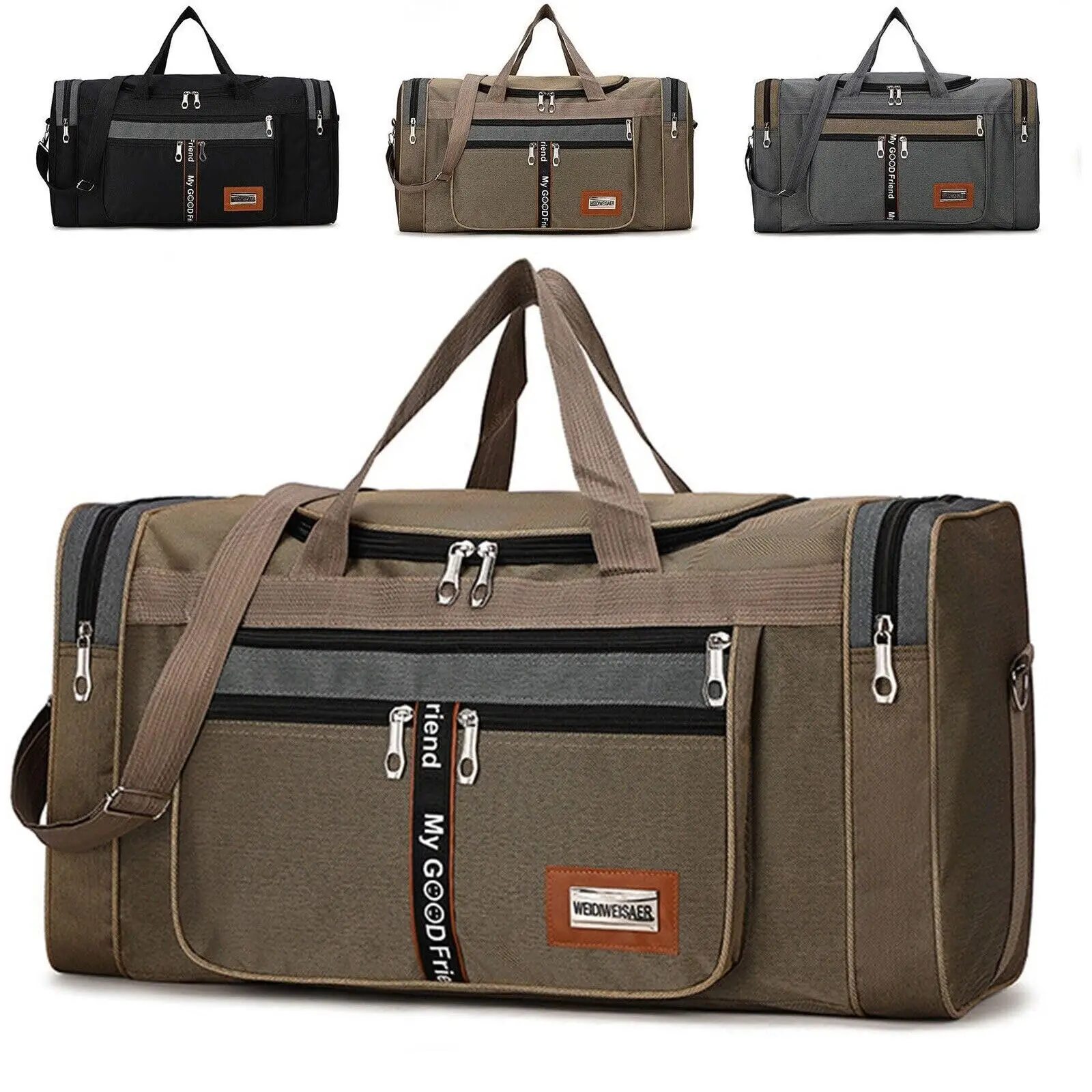 Large 60L Water Resistant Gym Duffle Bag front view
