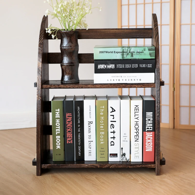 Solid wood floor multi column book and newspaper rack magazine and newspaper storage rack household assembly living room