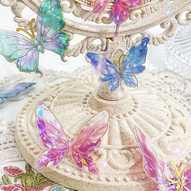 3D Laser Butterfly Stickers Decorated Gold Stamping Various Shapes for Gifts Self Adhesive 3d stickers 3d wall stickers butterfly wall decor