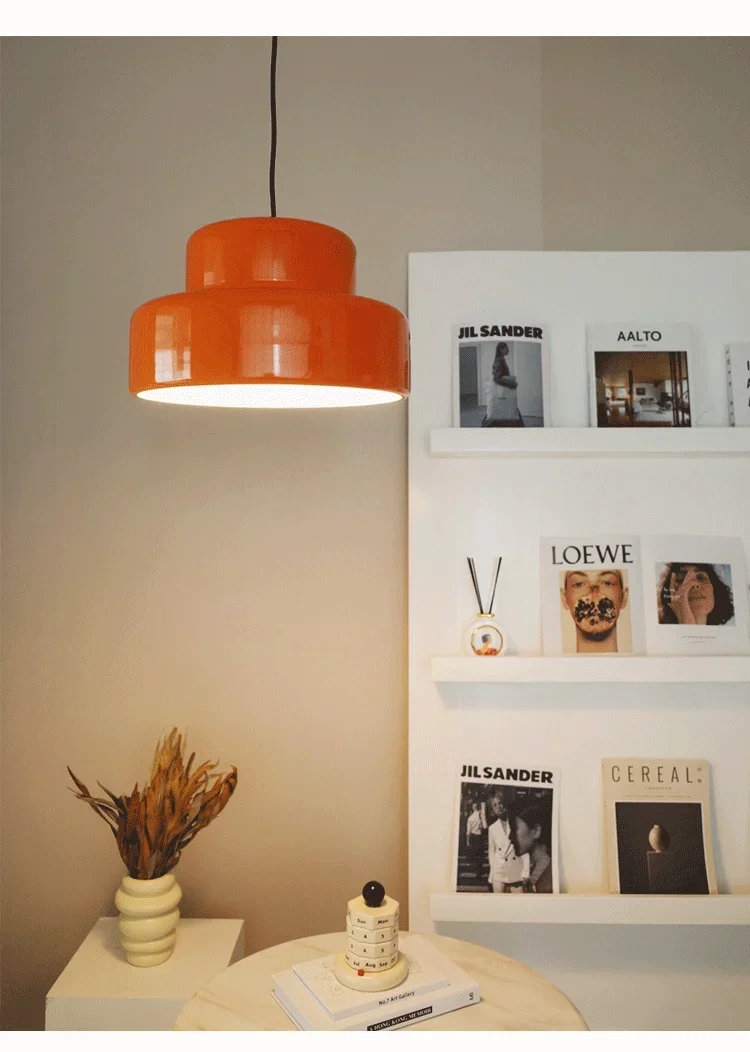 Bauhaus Vintage Orange Chandeliers Medieval Restaurant LED Ceiling Lamp Nordic Retro Bedroom Decoration Study Pendant Lights