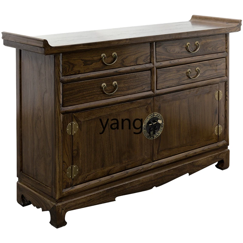 

CX New Chinese Style Entrance Cabinet Solid Wood Retro Decorative Locker Partition Door Living Room Cabinet