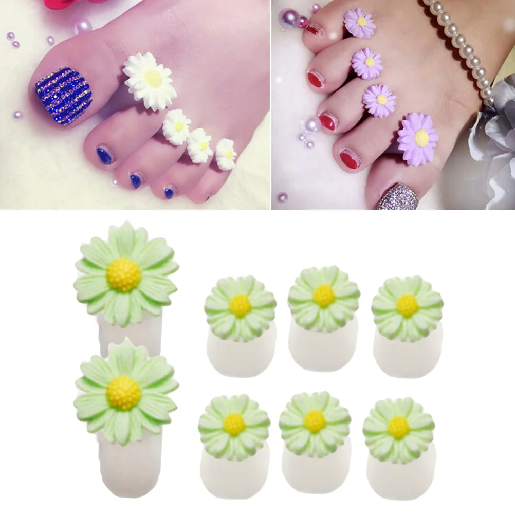 Silicone Toe Separators Foot Comfort Spacers Daisy Flower Design Nail Sandal Friendly Anti Smear Fresh Polish Soft Premium