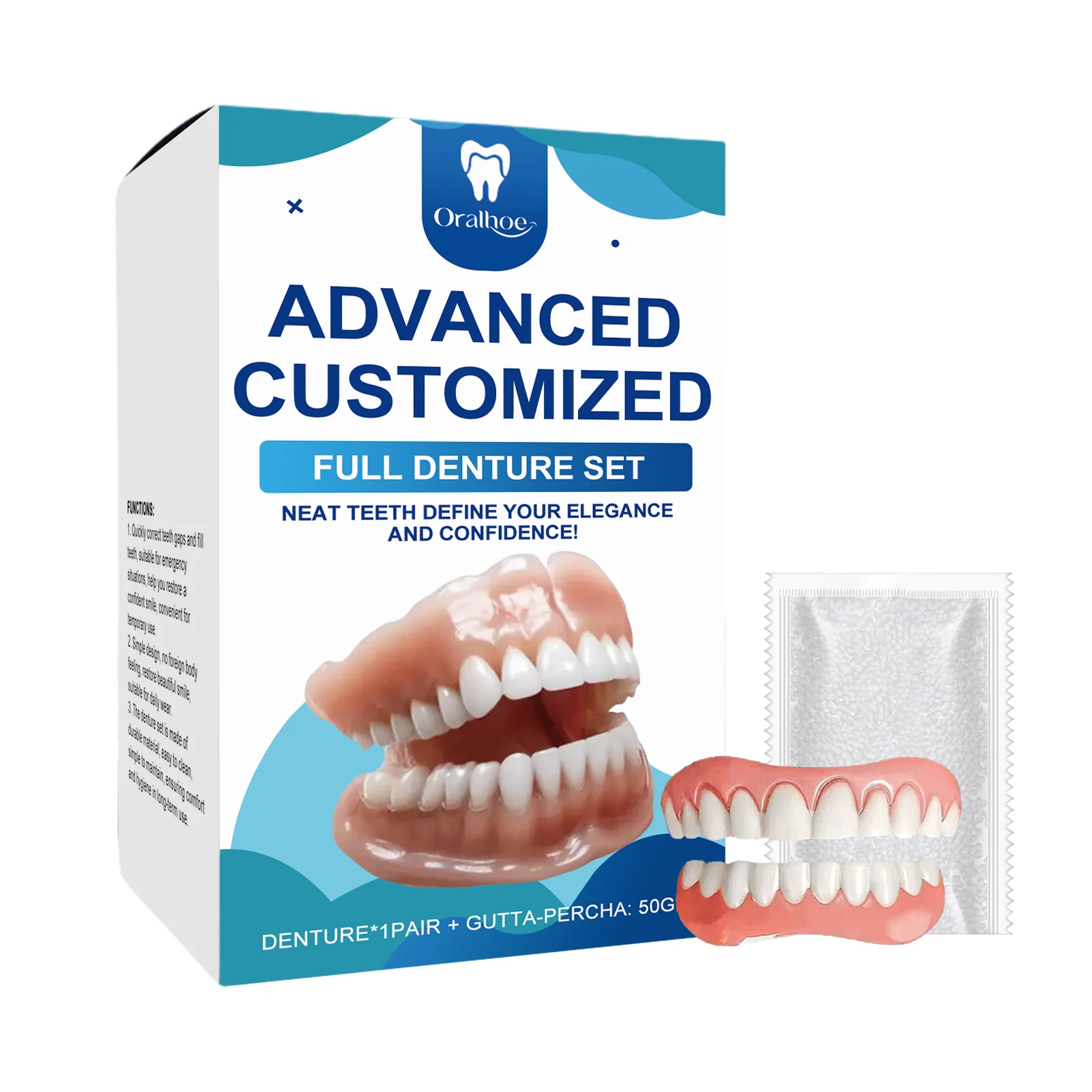 Oralhoe Dental Cosmetic Set: Natural Gap Correction, Smile Enhancement, Comfortable Material, Denture Care Kit