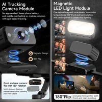 AI Face Tracking 3-Axis Gimbal Stabilizer with Wireless Mic, Magnetic Light, Detachable Remote, for iPhone Android Vlog Video - Image 4