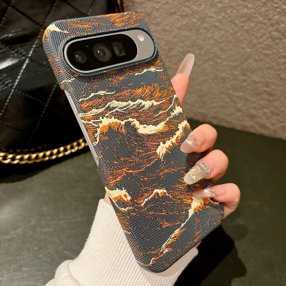 Elegant Kevlar Pattern Leather Magnetic Phone Case with Magsafe Charging Compatibility