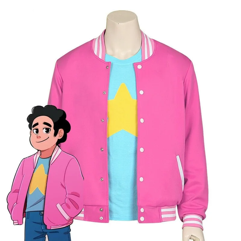 

2020 new halloween party boy universe Steven Universe Quartz anime jacket sweater coat blue T-shirt pink coat cosplay suit