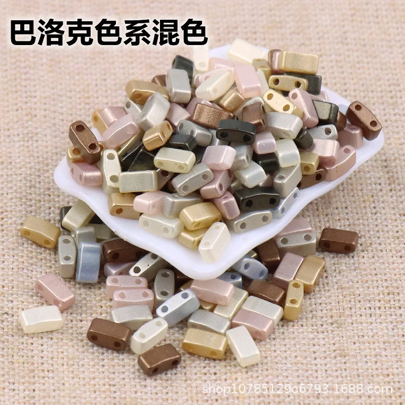 2.5X5mm 하프리프트 더블홀 유리 쌀알 비즈, 바로크 DIY 비즈, 액세서리용 루즈 비즈