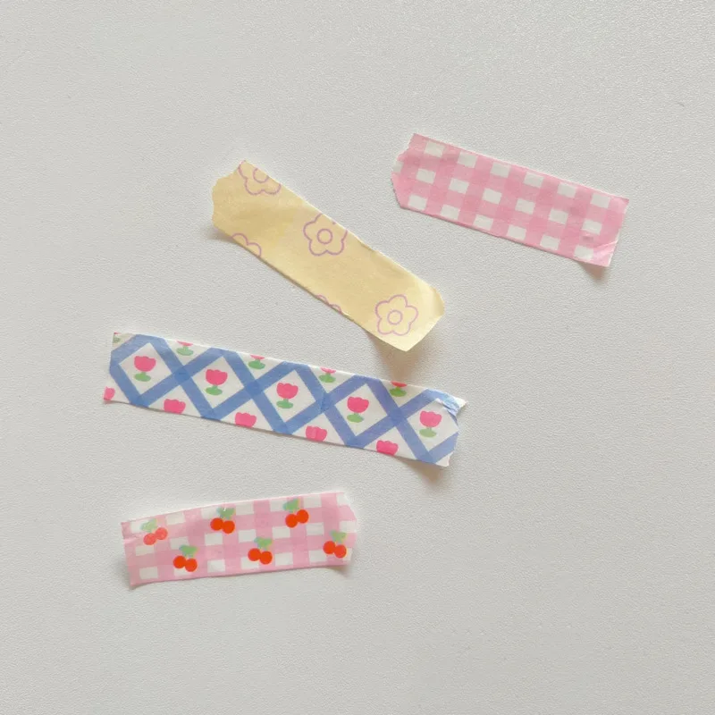 1Pcs Washi Tape Pink Grid Cherry Flower Decorative Adhesive Tape Color Masking For Sticker Scrapbooking DIY Stationery