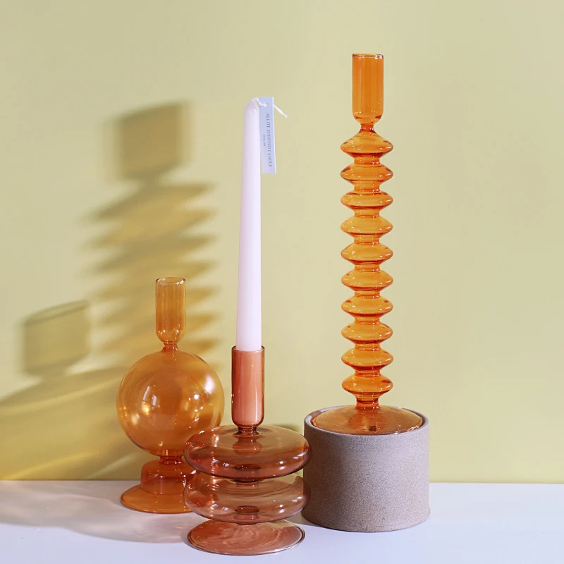 Glass Candle Holders Nordic Home Decor Romantic Candlesticks Wedding Table Centerpiece