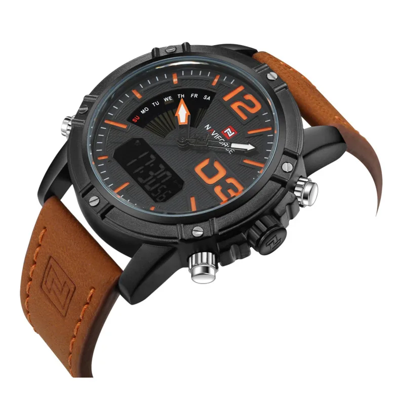 

Часы наручные мужские с кожаным ремешком, модные роскошные деловые спортивные Кварцевые Светящиеся с отображением недели, водонепроницаемые