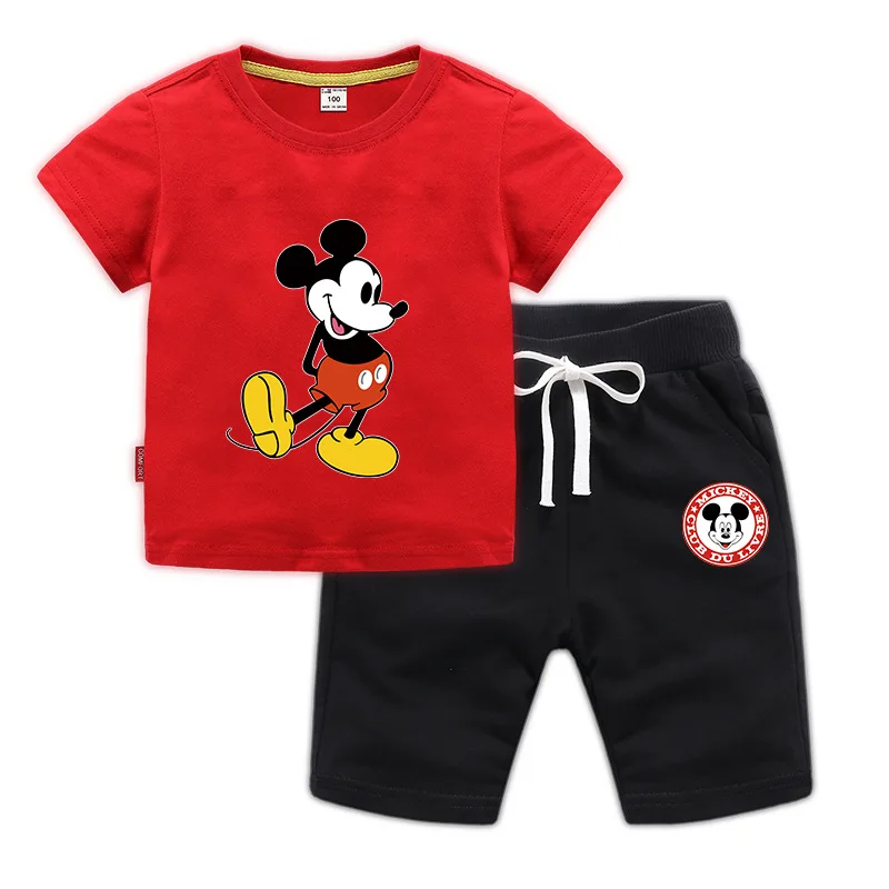 

Toddler Boys Clothing Set 2022 Summer Cartoon Mickey Pure Cotton T-Shirt Shorts 2Pcs Sports Suit For Kids Clothes Casual Outfits