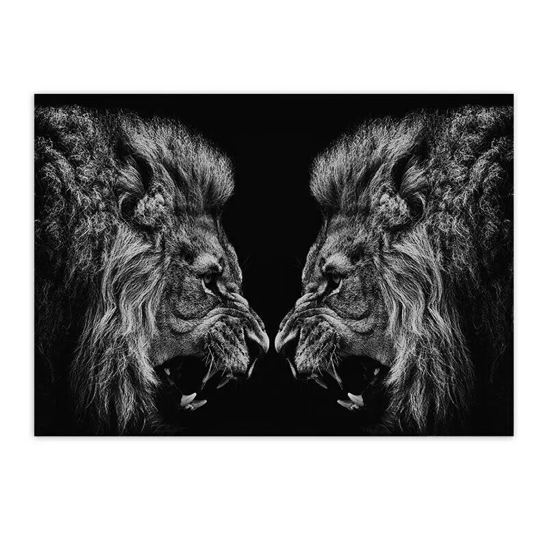 

Two African Lions Wild Animal Art Picture Print Silk Poster Home Wall Decor