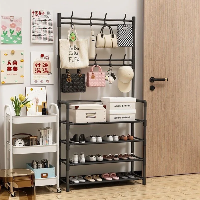 67-Inch Shoe Rack Multifunctional Metal 5-Tier High Capacity Storage 8 Double Hooks For Entryway Organization shoe rack shoe organizer